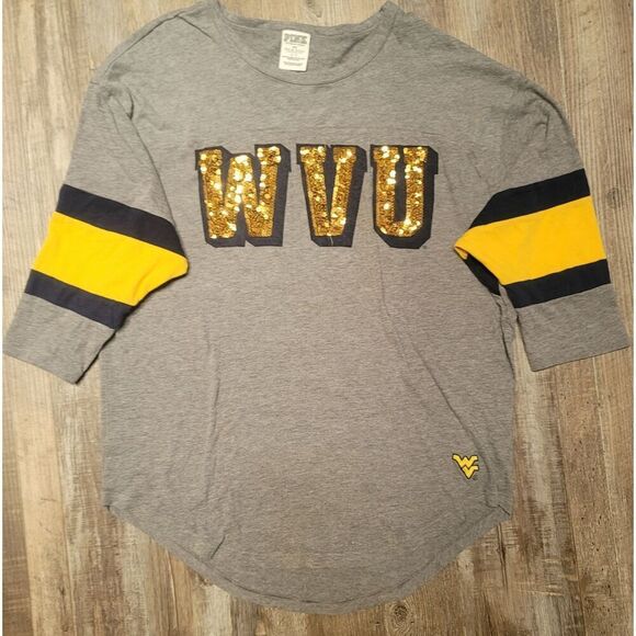 Victorias Secret PINK Collegiate West Virginia WVU Long Sleeve Spirit Tee S - Picture 1 of 8